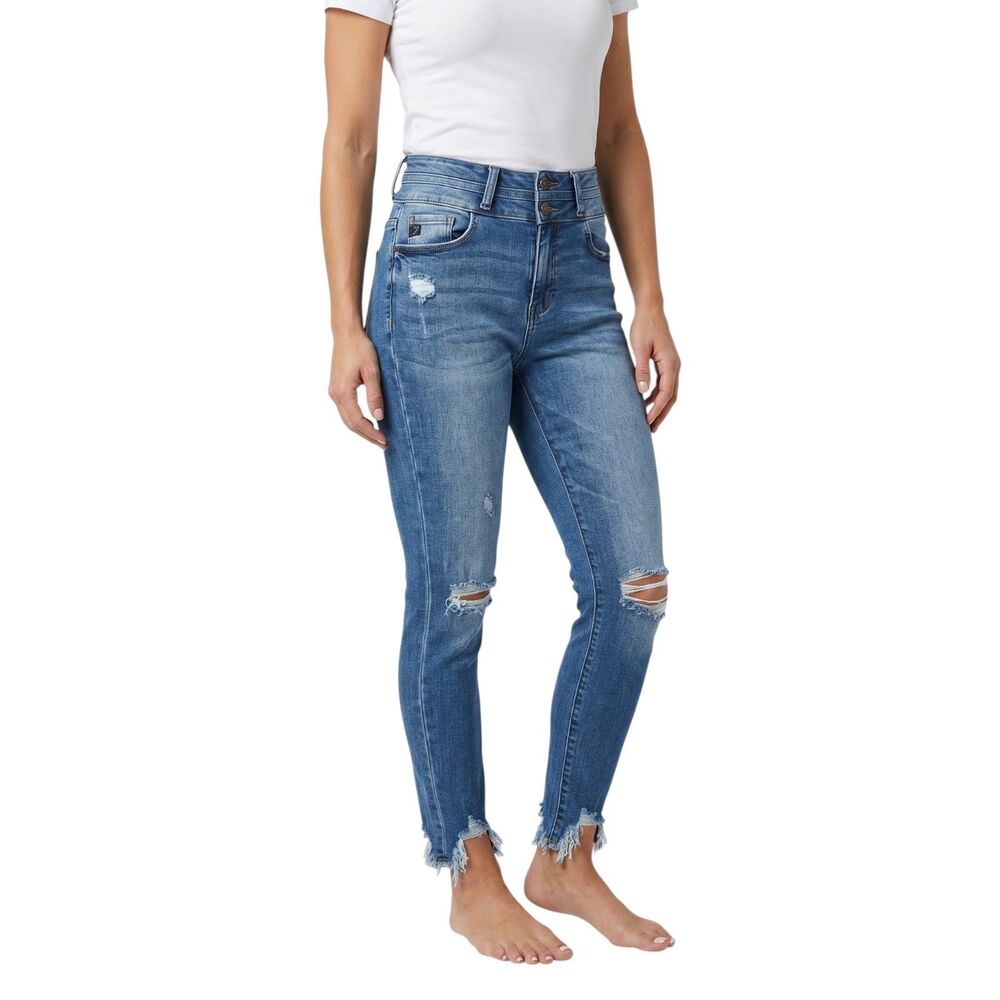 KanCan Skinny Blue Jeans Distressed Medium Wash Juniors Sz 7